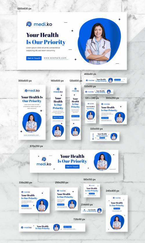 Medical Health Web Banner Set Design Layout