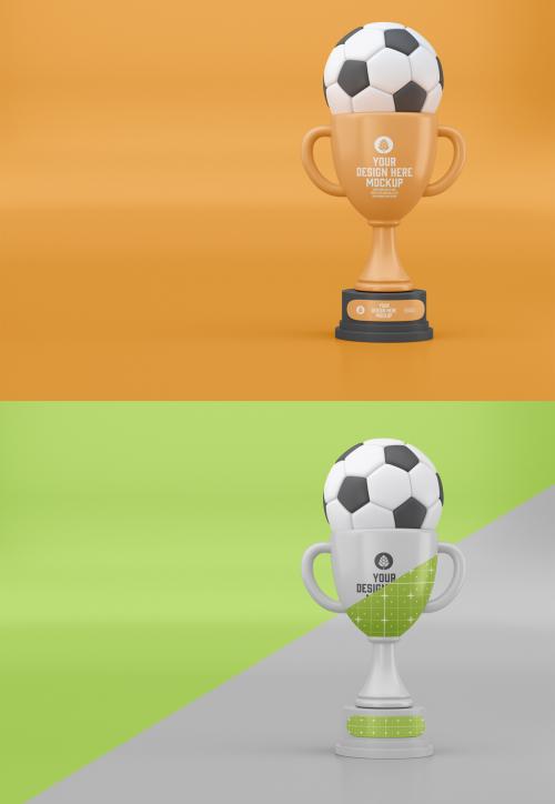 Soccer Ball and Trophy Mockup