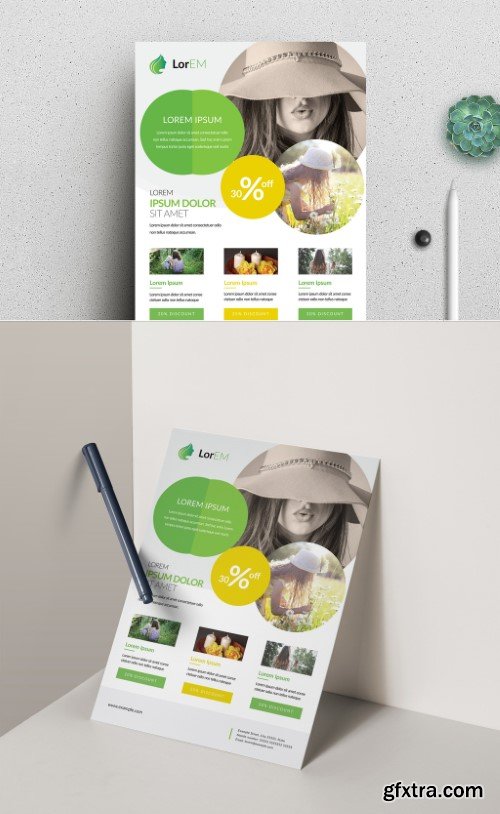 Business Flyer Layout with Circular Photo Elements