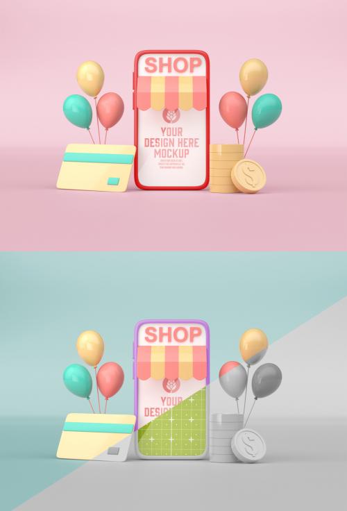 3D Online Shopping with Mobile Mockup