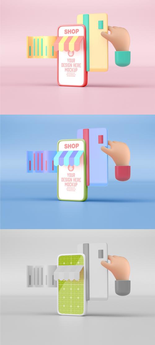 3D Store with Mobile Mockup