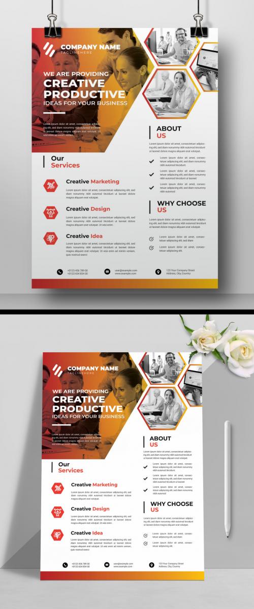 Corporate Flyer Layout with Orange Elements