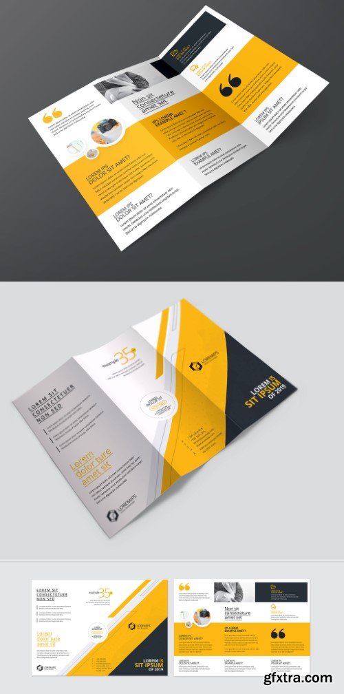 Trifold Brochure Layout with Yellow Elements