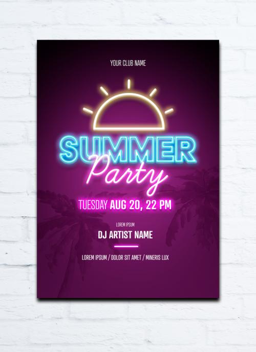 Summer Party Neon Poster
