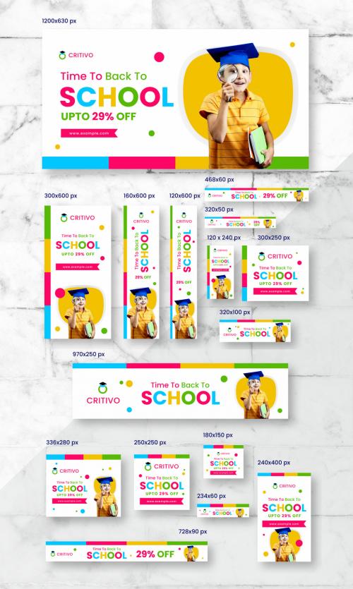 Kids Creative and School Banners Ads Layout