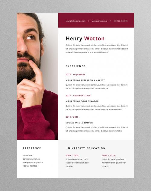 Modern Resume Layouts with Red Accent