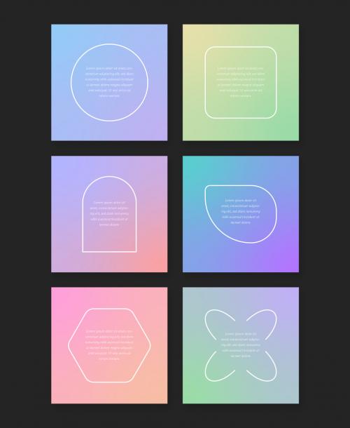 Set of Social Layouts with Pastel Gradient and Simple Shapes