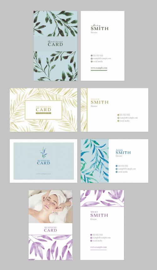 Watercolor Botanical Business Cards Set
