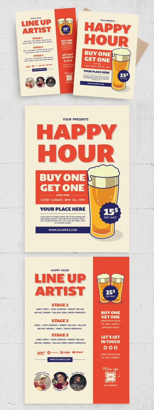 Happy Hour Beer Flyer Poster