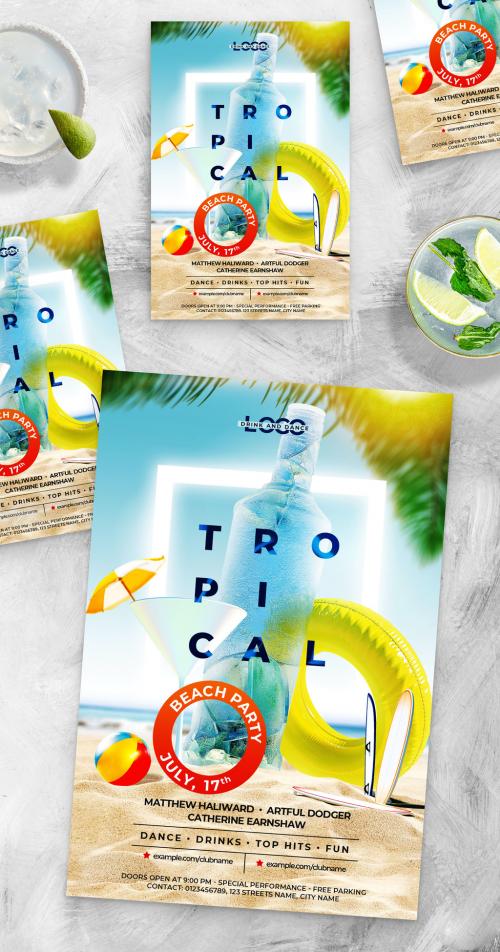 Tropical Summer Beach Party Flyer Poster Template