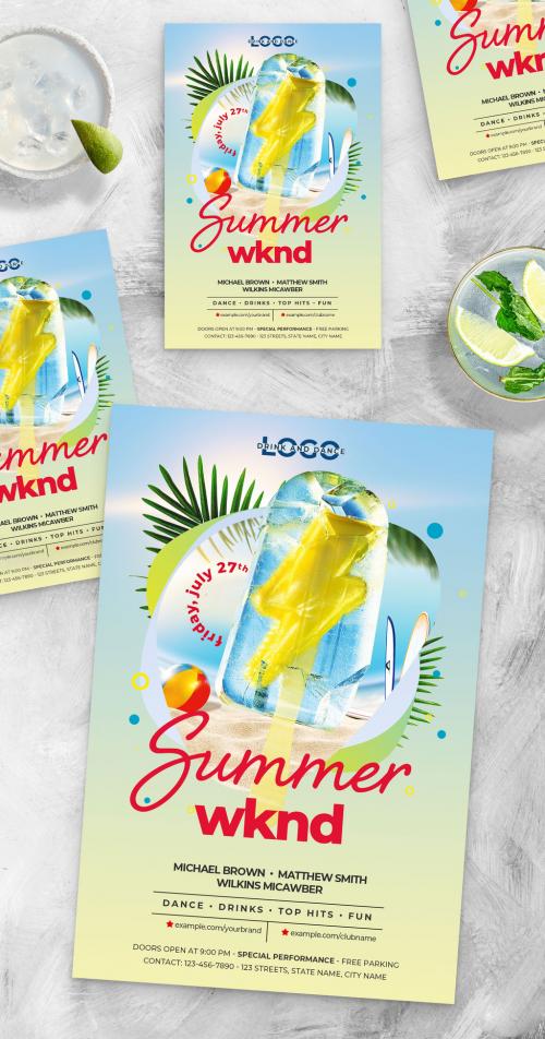 Summer Party Flyer Poster with Beach Theme