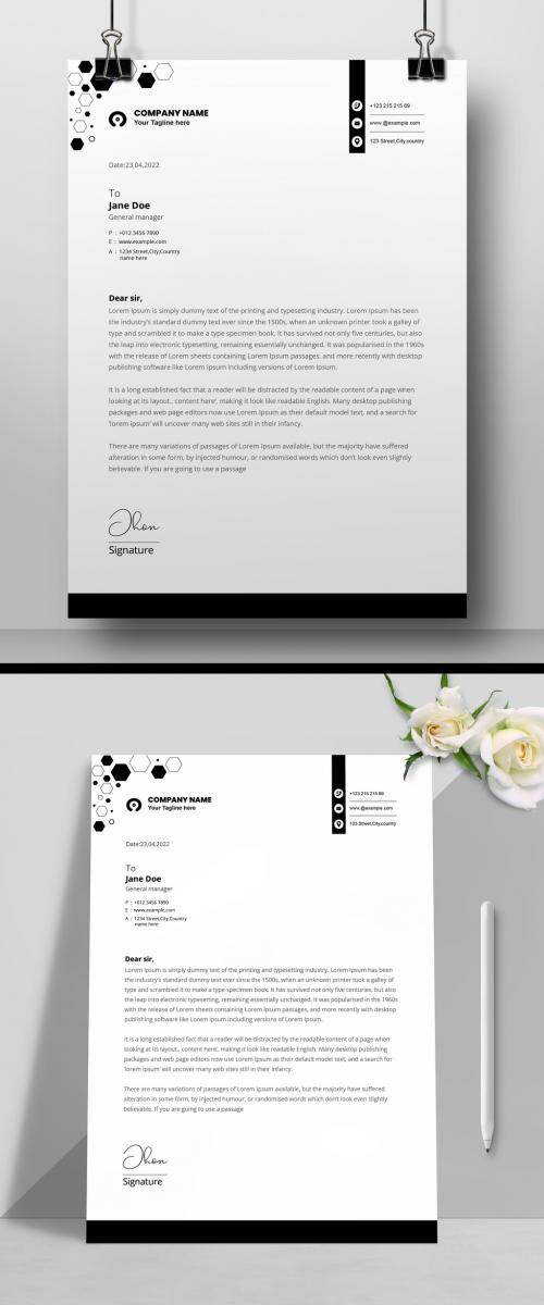 Letterhead Layout with Grayscale Design Elements