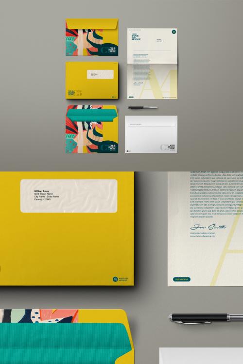 Envelopes Mockup C5, A4, 22,9 X 16,2 Windows