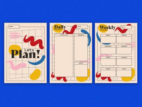 Daily and Weekly Planner with Abstract Shapes