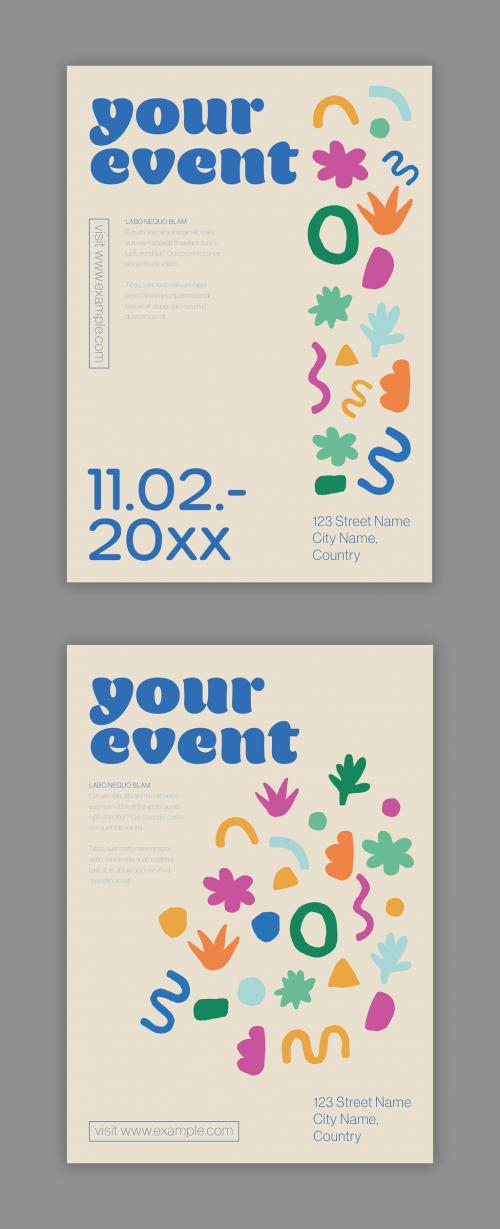 Creative Poster Layout with Doodle Shapes