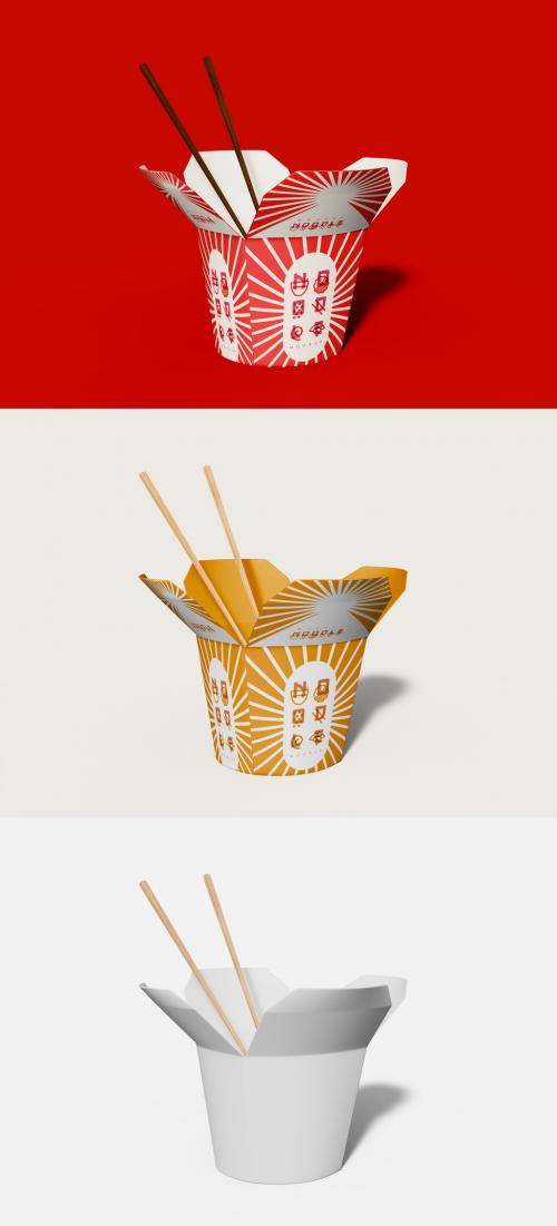Noodle Box with Chopsticks Mockup