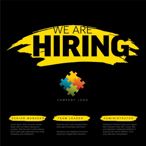 We Are Hiring Minimalistic Flyer Layout with Big Smudge and Company Logo Placeholder