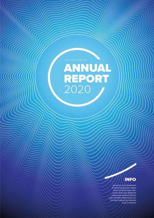 Blue Annual Report Front Cover Page Layout with Circles