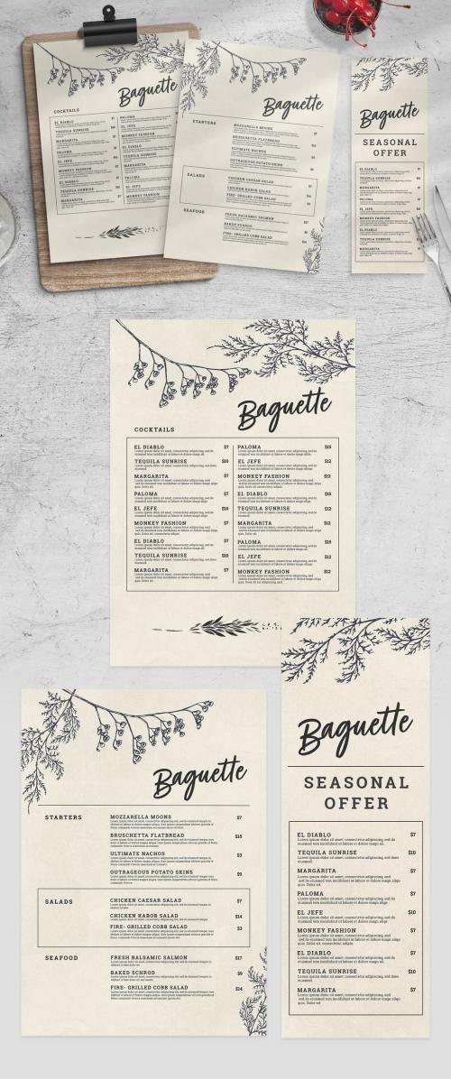 Rustic Menu Layout with Foliage Decorations