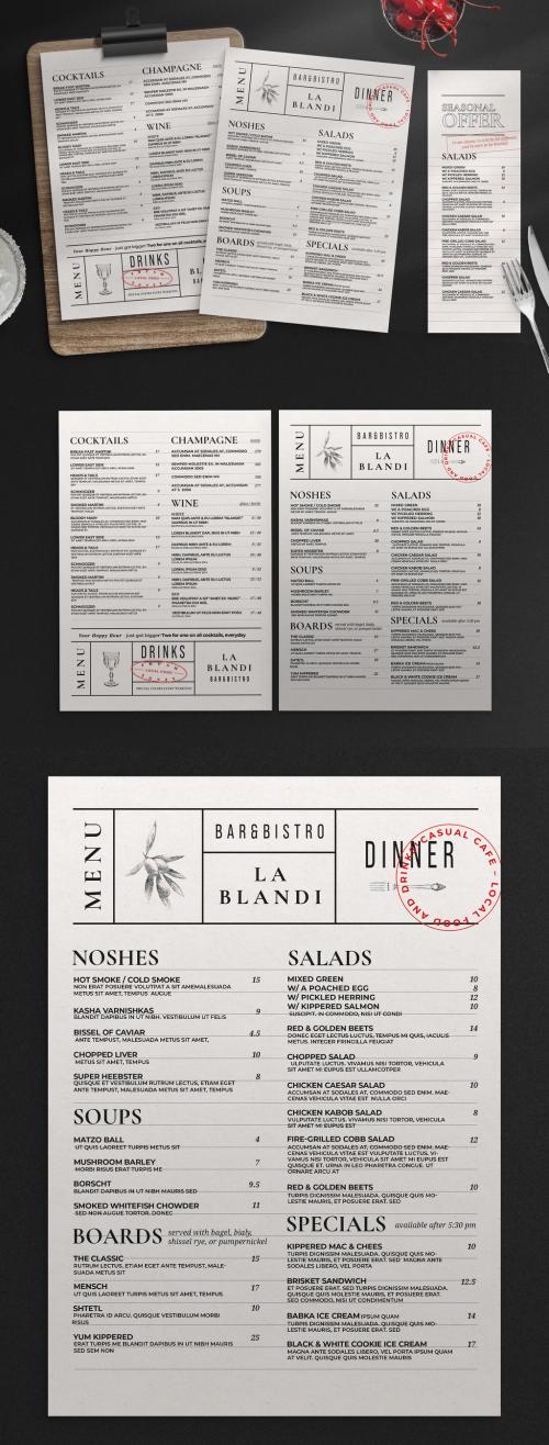 Restaurant Menu Layout with Rustic Contemporary Style