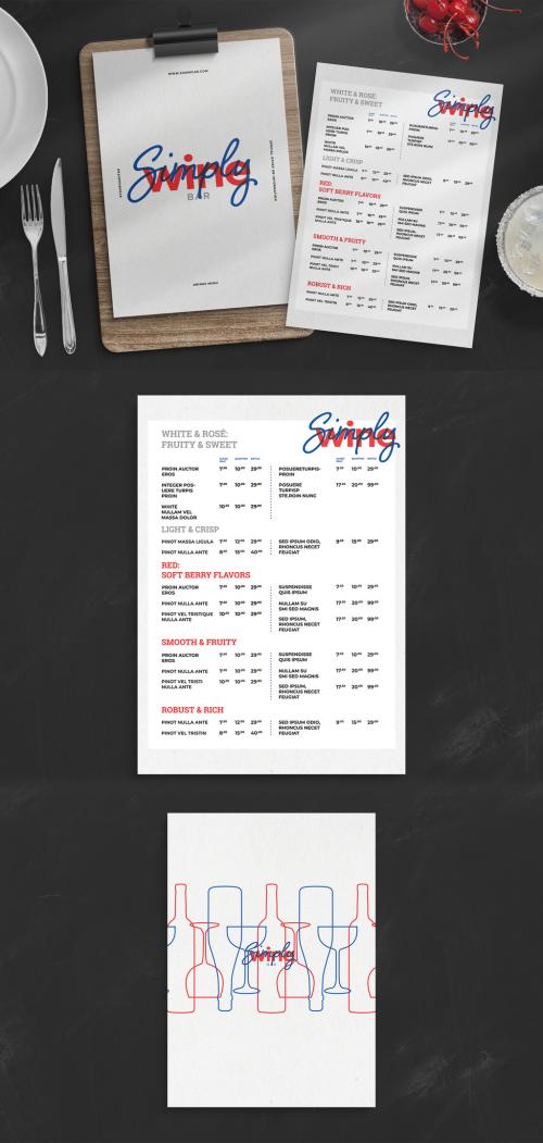 Wine Bar Restaurant Menu Layout with Simple & Fun Style