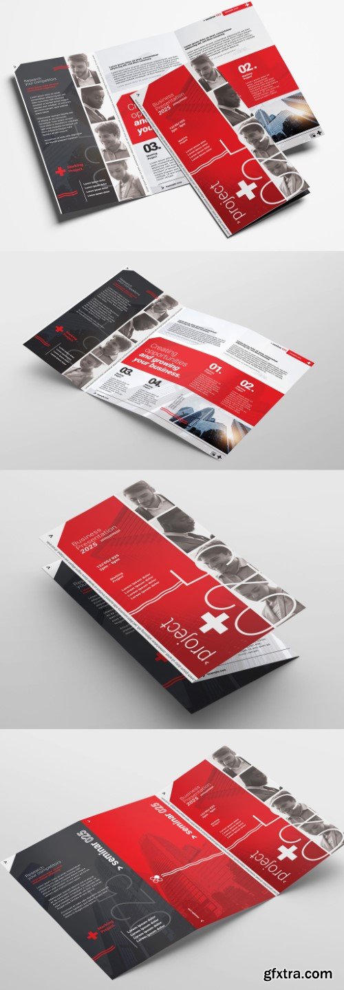 Trifold Brochure Layout with Swiss Design Style