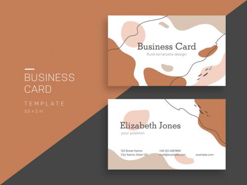 Fluid Business Card Layout with Earth Color Accents