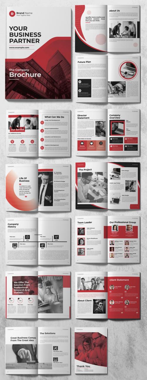 Company Profile Brochure Layout with Salmon Red Accents