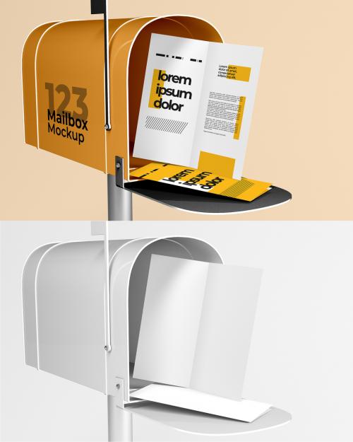 Mailbox with Brochures Mockup