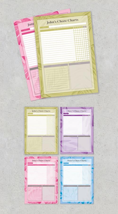 Colorful Family Chore Charts