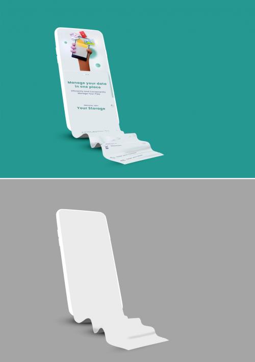Mobile with 3D Elements Long Screen Scroll Mockup