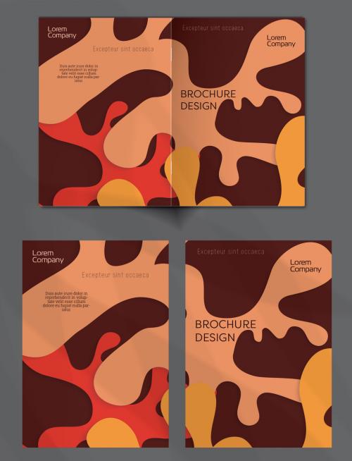 Brochure Cover Layout with Paper Craft Wavy Overlapping Shapes