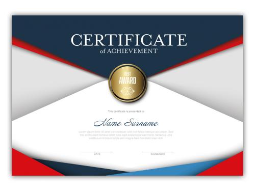 Modern Certificate Layout with Blue and Red Stripes