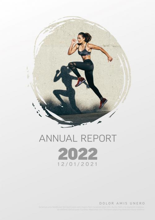 Light Gray Annual Report Front Cover Page Layout with Photo in Circle Frame