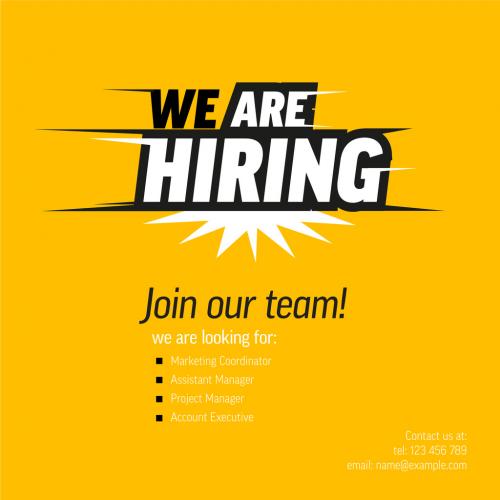 We Are Hiring Minimalistic Flyer Layout Yellow White Version with Big Text
