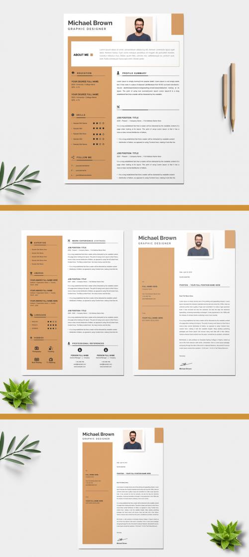 Professional Resume CV Layout with Photo Placeholder