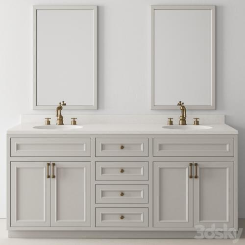 Bathroom Set Wood and Marble - Set 24