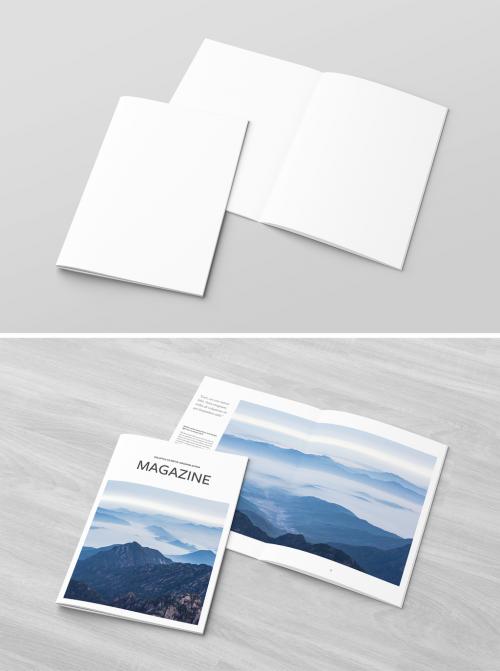 Cover with Spread Brochure Mockup
