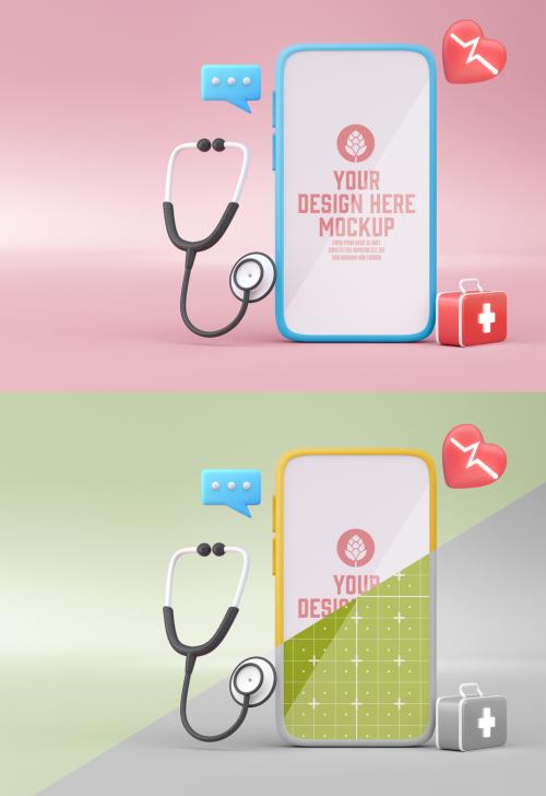 Medical 3D Concept with Mobile Mockup