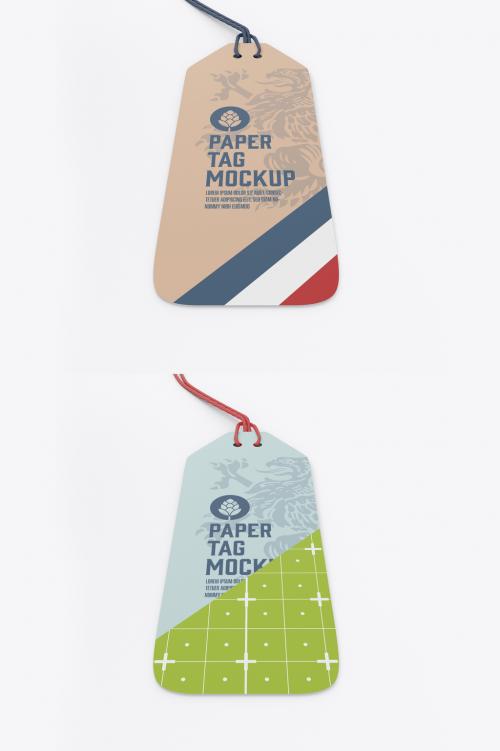 Paper Tag with Rope Mockup
