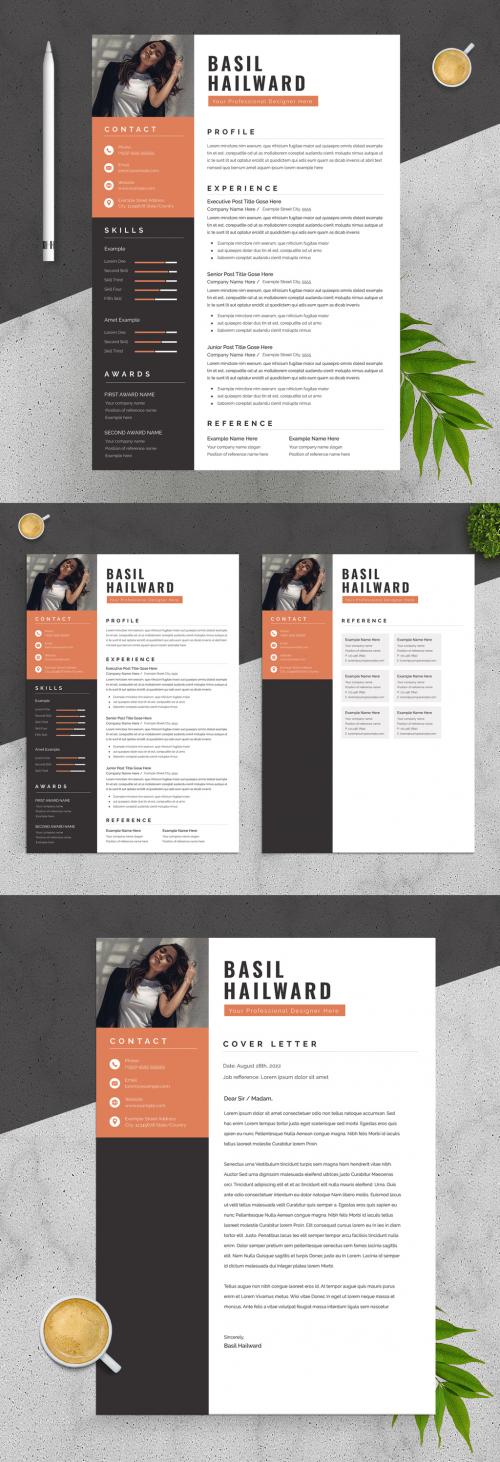 Resume Layout with Orange Accent