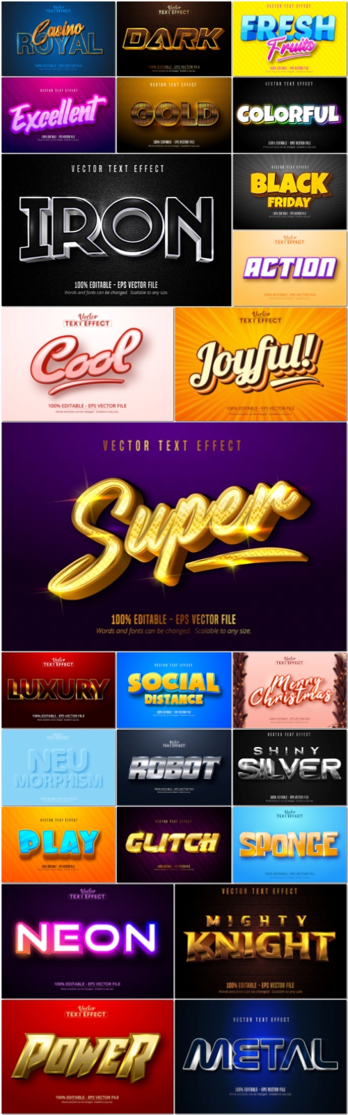 25 Vector editable text effect, font style vol 1