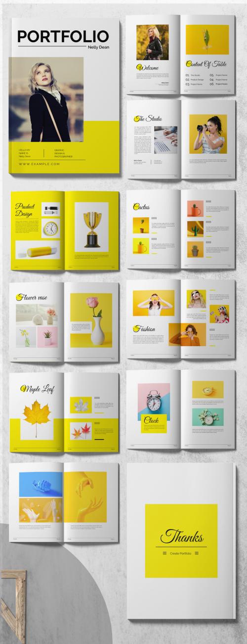 Portfolio or Lookbook Layout with Yellow Accents