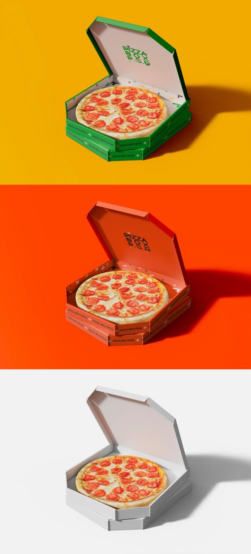 3D Pizza Delivery Boxes Mockup