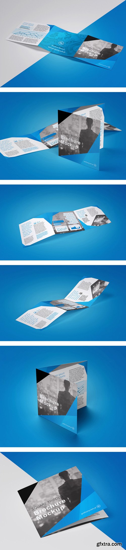 Square Trifold Brochure - PSD Mockup Templates