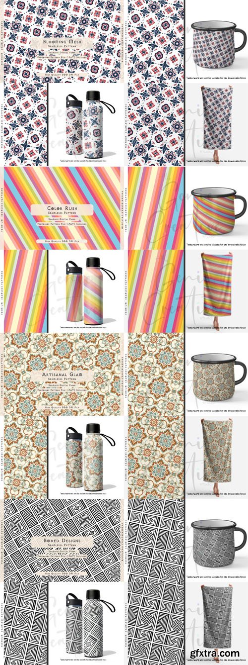8 Seamless Digital Patterns Pack for Photoshop