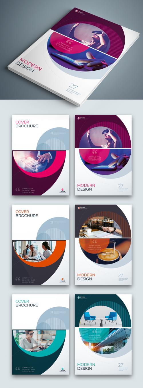Business Report Cover Layout Set with Color Circle Elements