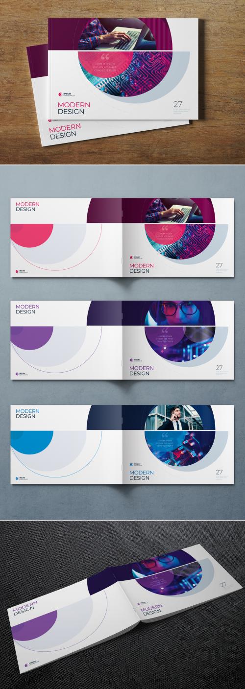 Landscape Cover Layout with Blue and Purple Circle Elements