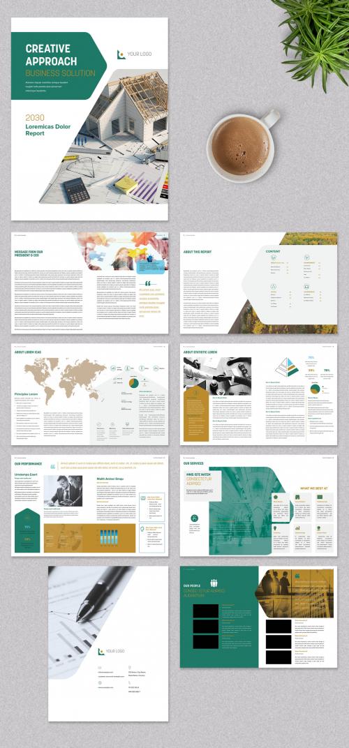 Corporate Brochure with Green and Brown Accents