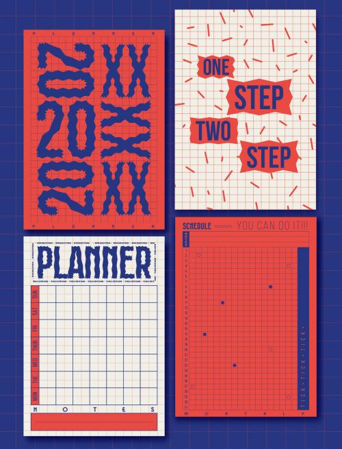 Orange and Blue Grid Planner